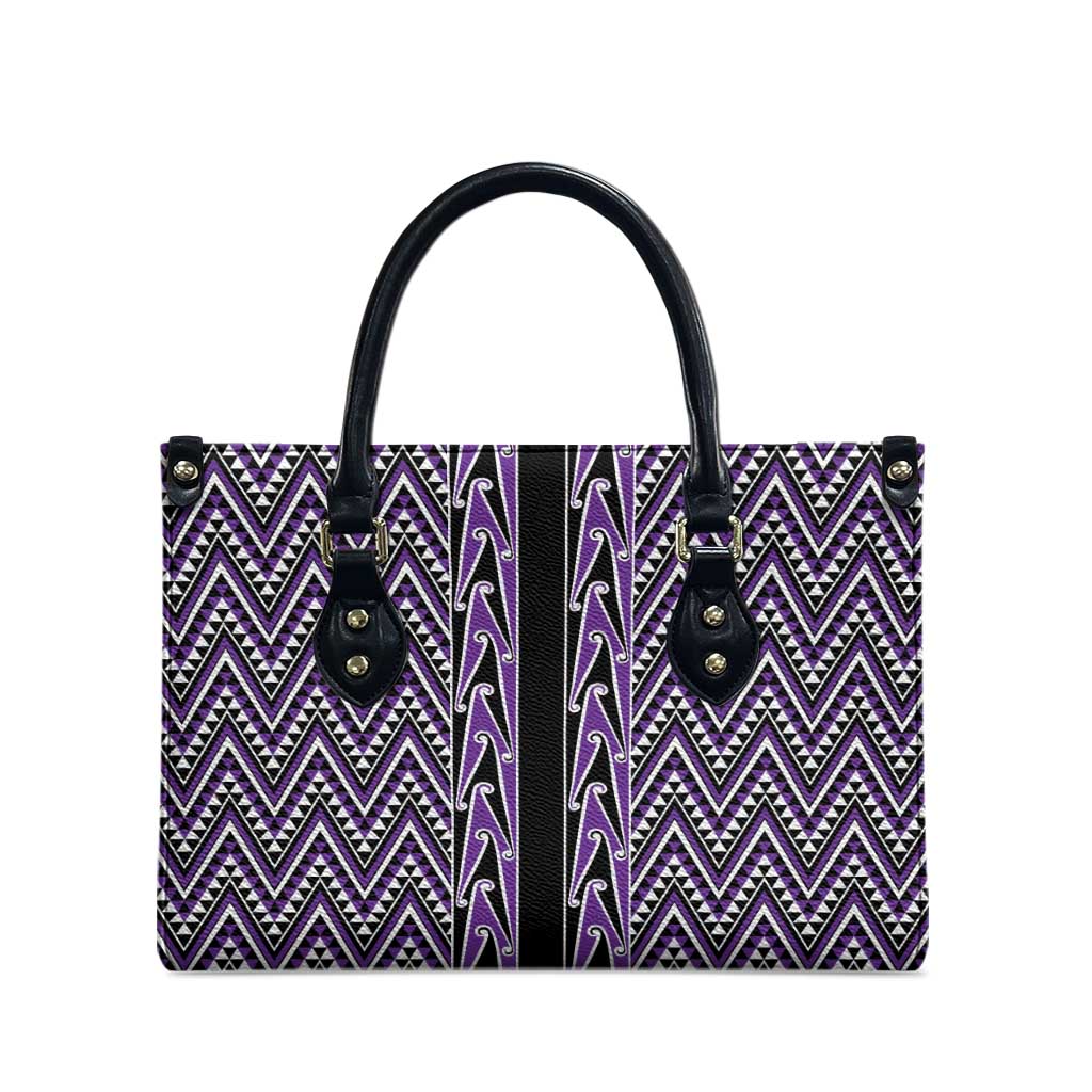 New Zealand Maori Niho Taniwha Leather Bag Waiporopo Mangopare and Puhoro Pattern - Polynesian Pride