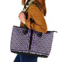New Zealand Maori Niho Taniwha Leather Tote Bag Waiporopo Mangopare and Puhoro Pattern LT9 Purple - Polynesian Pride