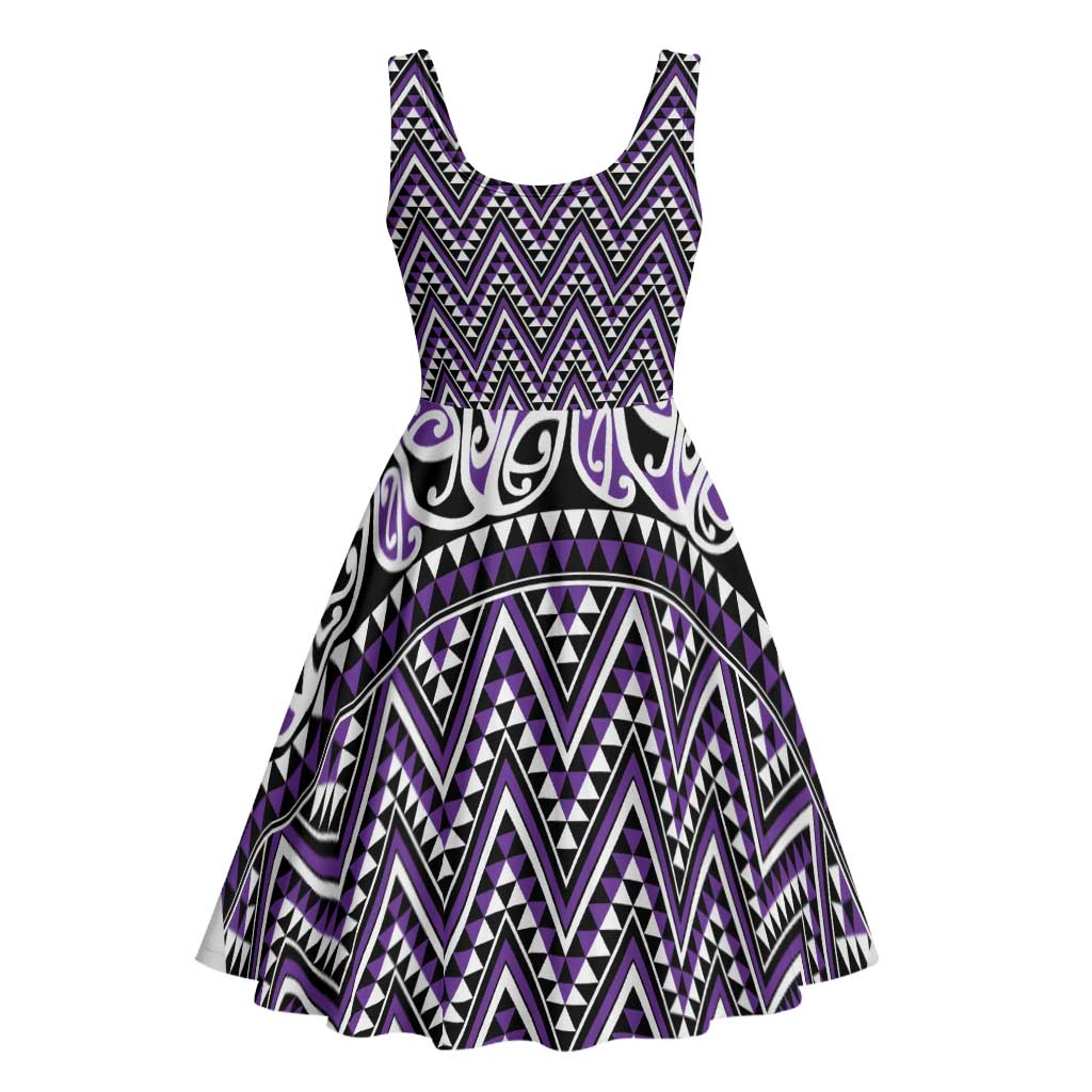 New Zealand Maori Niho Taniwha Midi Dress Waiporopo Mangopare and Puhoro Pattern LT9 - Polynesian Pride