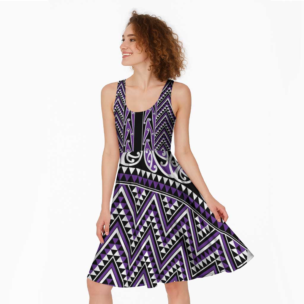 New Zealand Maori Niho Taniwha Midi Dress Waiporopo Mangopare and Puhoro Pattern LT9 - Polynesian Pride