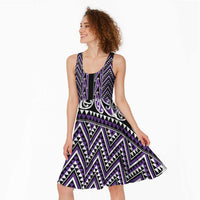 New Zealand Maori Niho Taniwha Midi Dress Waiporopo Mangopare and Puhoro Pattern LT9 - Polynesian Pride