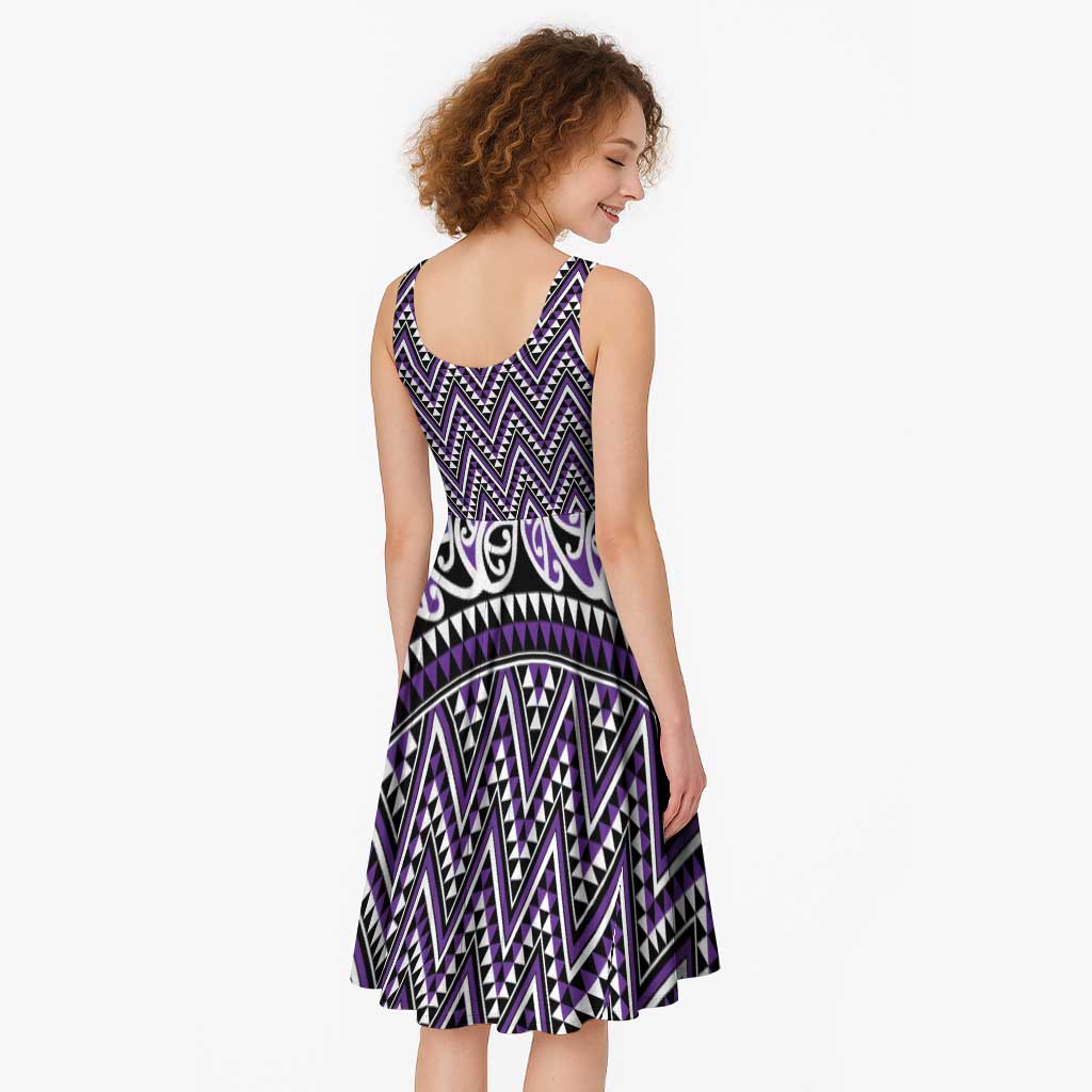New Zealand Maori Niho Taniwha Midi Dress Waiporopo Mangopare and Puhoro Pattern LT9 - Polynesian Pride