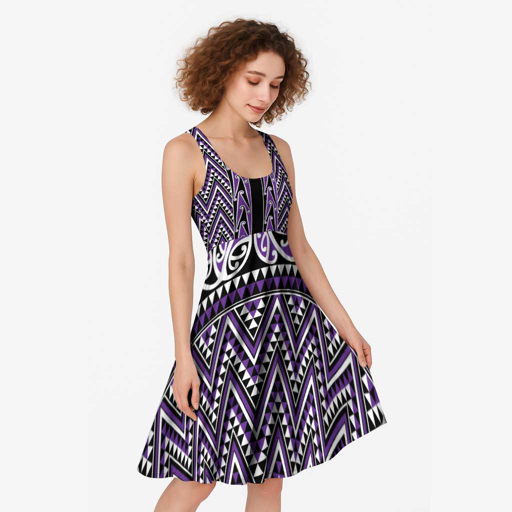 New Zealand Maori Niho Taniwha Midi Dress Waiporopo Mangopare and Puhoro Pattern LT9 - Polynesian Pride