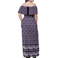 New Zealand Maori Niho Taniwha Off Shoulder Maxi Dress Waiporopo Mangopare and Puhoro Pattern LT9 - Polynesian Pride