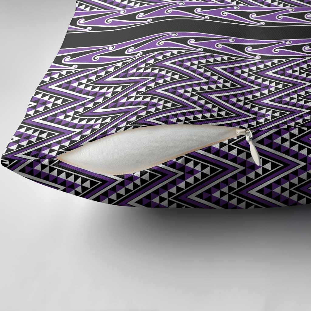 New Zealand Maori Niho Taniwha Pillow Cover Waiporopo Mangopare and Puhoro Pattern - Polynesian Pride