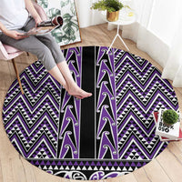 New Zealand Maori Niho Taniwha Round Carpet Waiporopo Mangopare and Puhoro Pattern