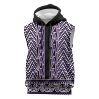 New Zealand Maori Niho Taniwha Sleeveless Hoodie Waiporopo Mangopare and Puhoro Pattern LT9 Purple - Polynesian Pride