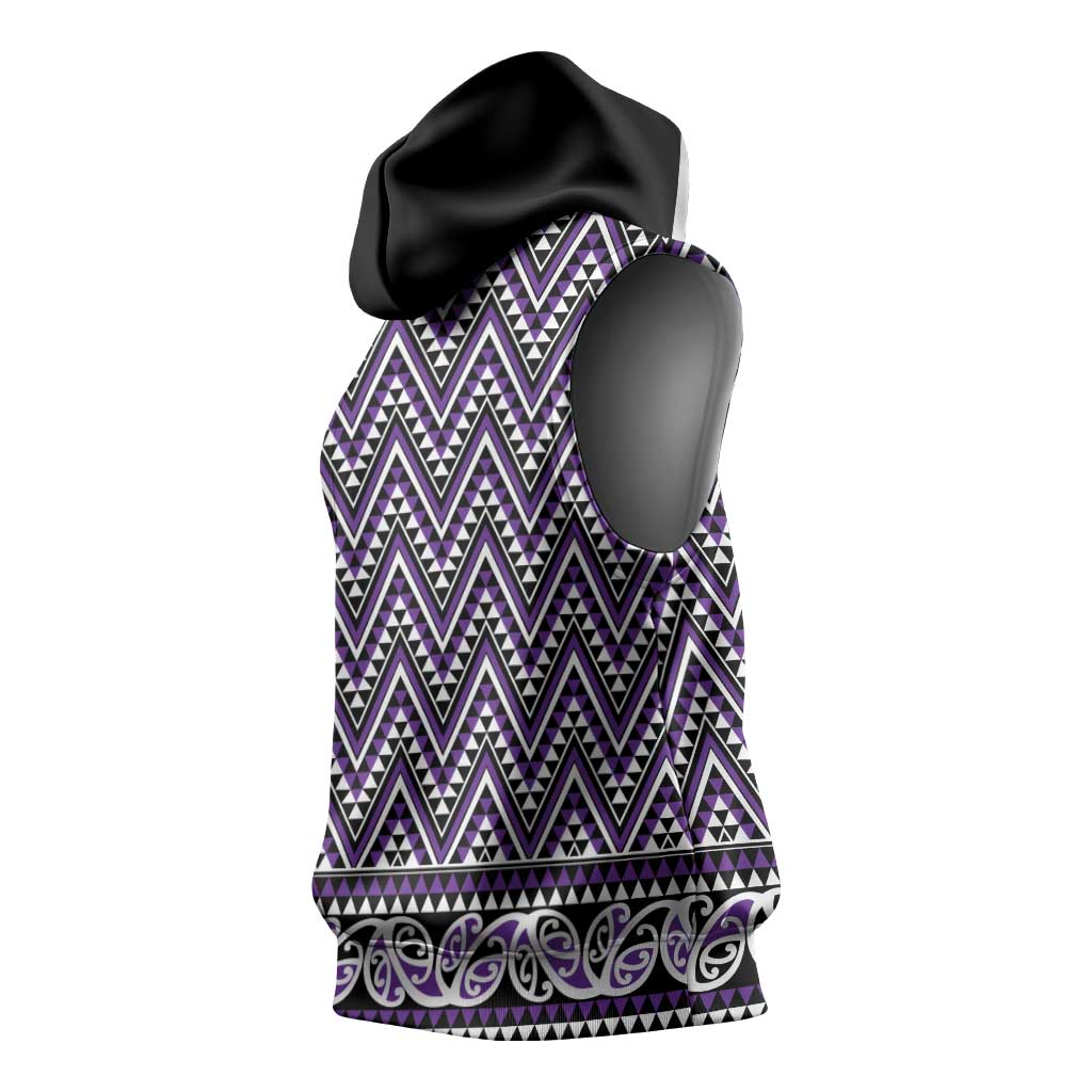 New Zealand Maori Niho Taniwha Sleeveless Hoodie Waiporopo Mangopare and Puhoro Pattern LT9 - Polynesian Pride
