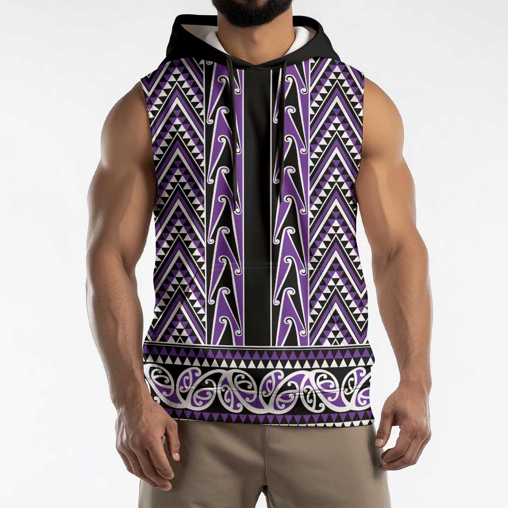 New Zealand Maori Niho Taniwha Sleeveless Hoodie Waiporopo Mangopare and Puhoro Pattern LT9 - Polynesian Pride