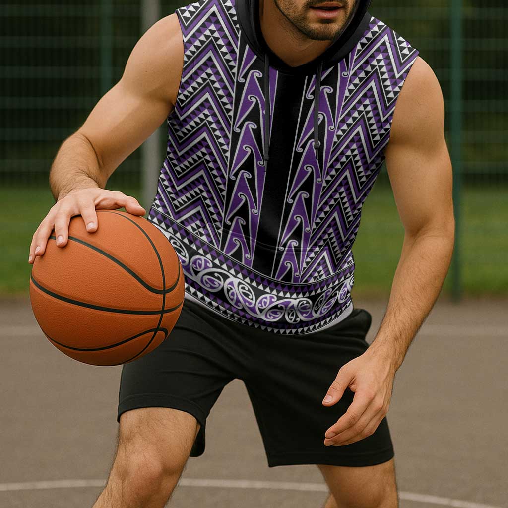 New Zealand Maori Niho Taniwha Sleeveless Hoodie Waiporopo Mangopare and Puhoro Pattern LT9 - Polynesian Pride