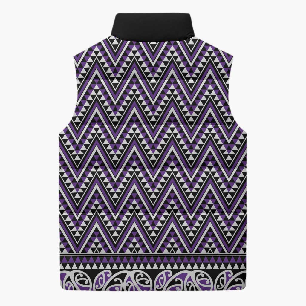 New Zealand Maori Niho Taniwha Sleeveless Puffer Jacket Waiporopo Mangopare and Puhoro Pattern - Polynesian Pride