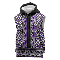 New Zealand Maori Niho Taniwha Sleeveless Zip Hoodie Waiporopo Mangopare and Puhoro Pattern LT9 Purple - Polynesian Pride