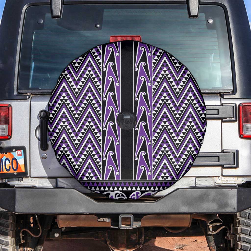 New Zealand Maori Niho Taniwha Spare Tire Cover Waiporopo Mangopare and Puhoro Pattern LT9 Purple - Polynesian Pride