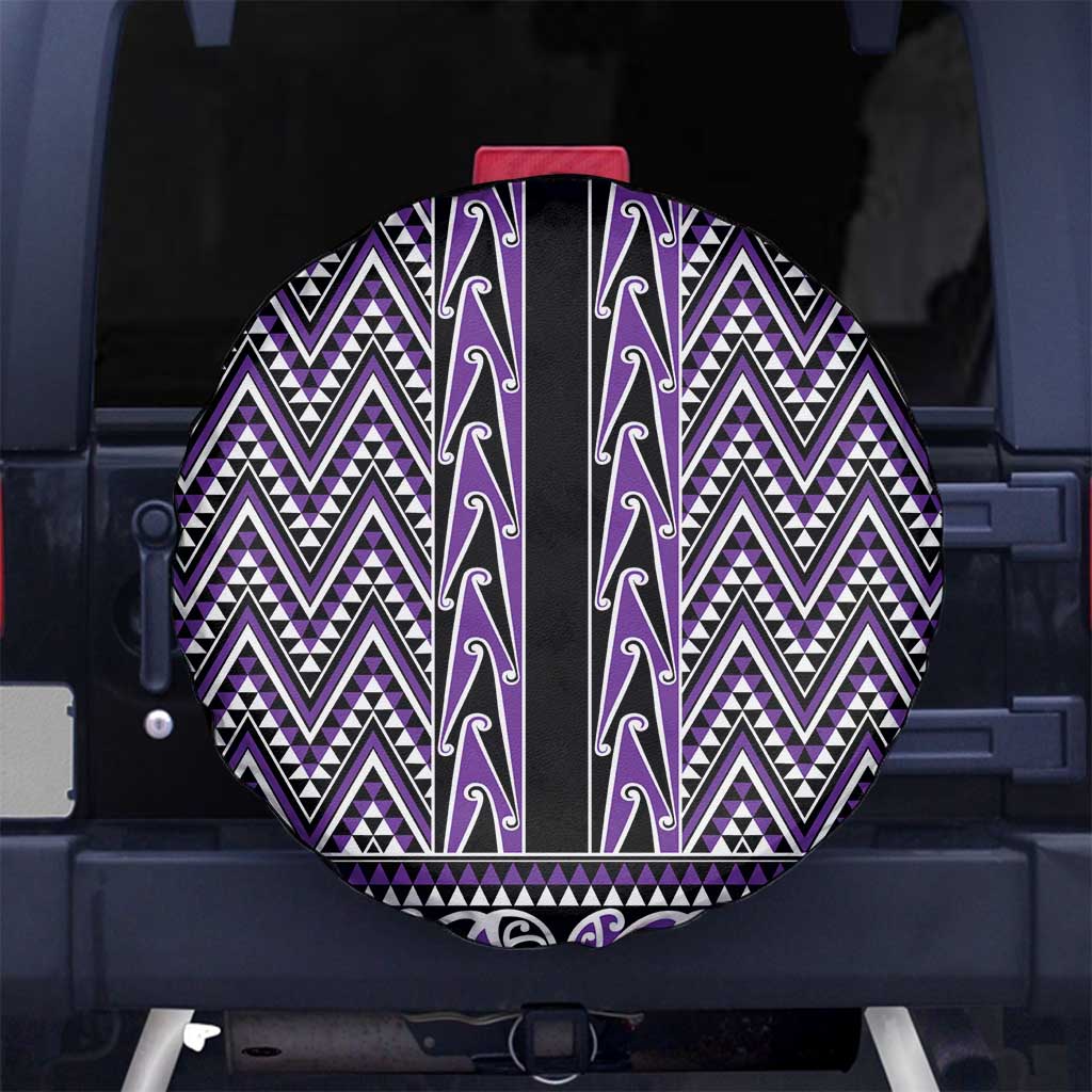 New Zealand Maori Niho Taniwha Spare Tire Cover Waiporopo Mangopare and Puhoro Pattern LT9 No hole Purple - Polynesian Pride