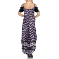 New Zealand Maori Niho Taniwha Summer Maxi Dress Waiporopo Mangopare and Puhoro Pattern LT9 - Polynesian Pride