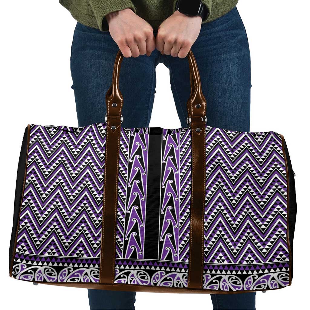 New Zealand Maori Niho Taniwha Travel Bag Waiporopo Mangopare and Puhoro Pattern LT9 Purple - Polynesian Pride