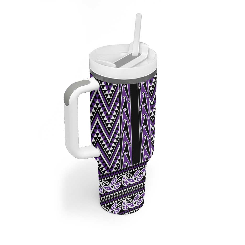 New Zealand Maori Niho Taniwha Tumbler With Handle Waiporopo Mangopare and Puhoro Pattern LT9 - Polynesian Pride