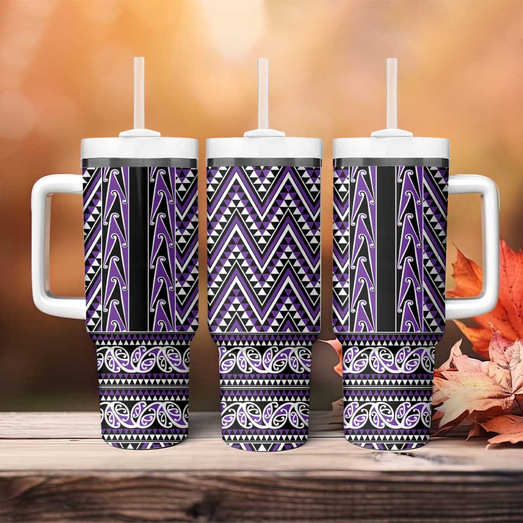 New Zealand Maori Niho Taniwha Tumbler With Handle Waiporopo Mangopare and Puhoro Pattern LT9 - Polynesian Pride