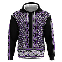 New Zealand Maori Niho Taniwha Zip Hoodie Waiporopo Mangopare and Puhoro Pattern LT9 Pullover Hoodie Purple - Polynesian Pride