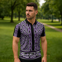 New Zealand Maori Niho Taniwha Zipper Polo Shirt Waiporopo Mangopare and Puhoro Pattern LT9 - Polynesian Pride