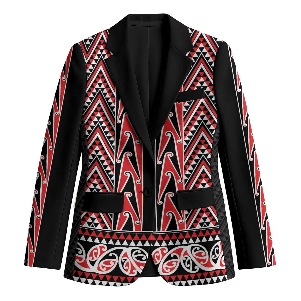 New Zealand Maori Niho Taniwha Blazer Whero Mangopare and Puhoro Pattern - Polynesian Pride