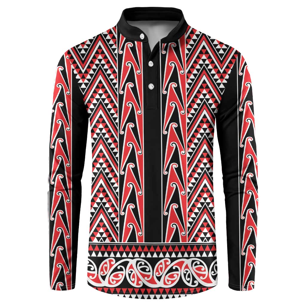 New Zealand Maori Niho Taniwha Button Sweatshirt Whero Mangopare and Puhoro Pattern