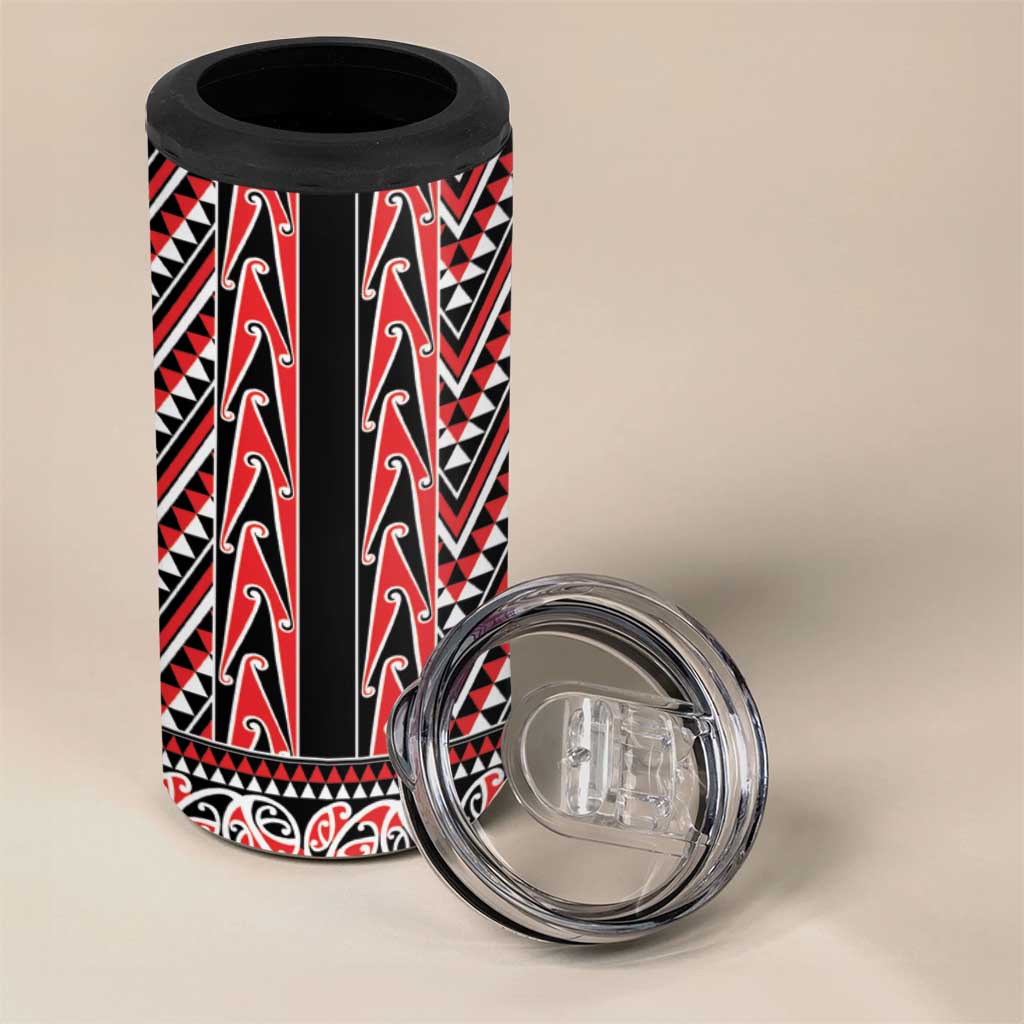 New Zealand Maori Niho Taniwha 4 in 1 Can Cooler Tumbler Whero Mangopare and Puhoro Pattern LT9 - Polynesian Pride