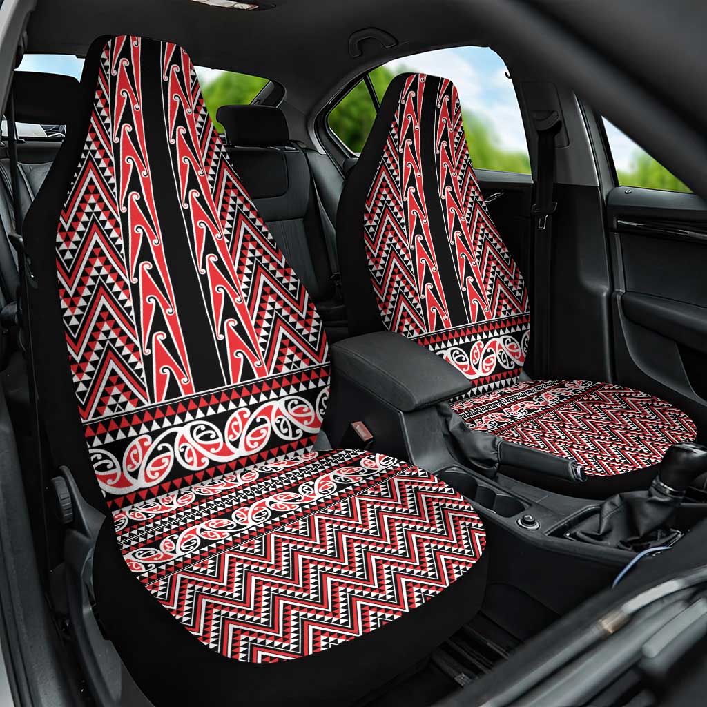 New Zealand Maori Niho Taniwha Car Seat Cover Whero Mangopare and Puhoro Pattern