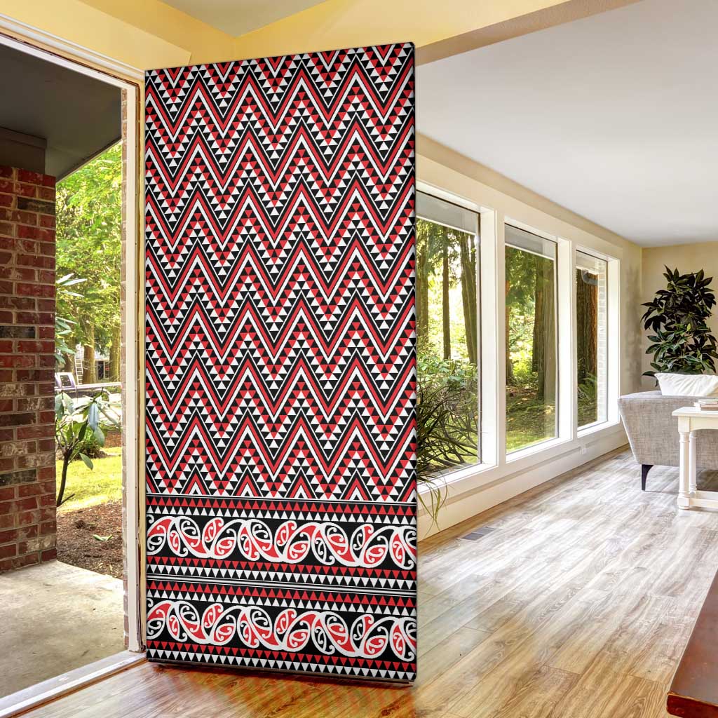 New Zealand Maori Niho Taniwha Door Cover Whero Mangopare and Puhoro Pattern - Polynesian Pride