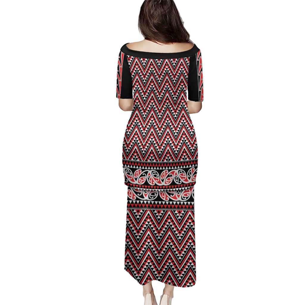 New Zealand Maori Niho Taniwha Family Matching Puletasi and Hawaiian Shirt Whero Mangopare and Puhoro Pattern