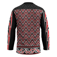 New Zealand Maori Niho Taniwha Hockey Jersey Whero Mangopare and Puhoro Pattern - Polynesian Pride