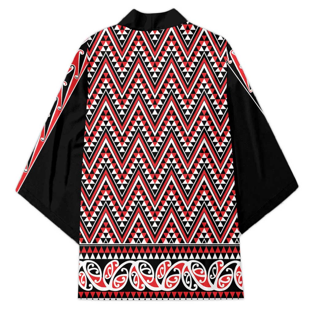 New Zealand Maori Niho Taniwha Kimono Whero Mangopare and Puhoro Pattern - Polynesian Pride