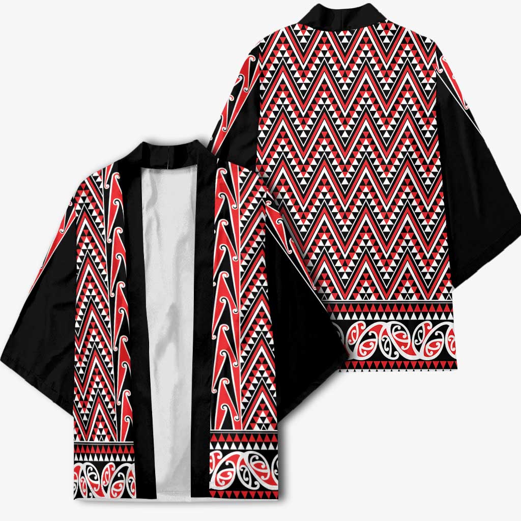 New Zealand Maori Niho Taniwha Kimono Whero Mangopare and Puhoro Pattern - Polynesian Pride
