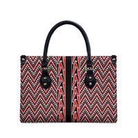 New Zealand Maori Niho Taniwha Leather Bag Whero Mangopare and Puhoro Pattern - Polynesian Pride