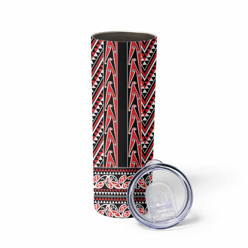 New Zealand Maori Niho Taniwha Skinny Tumbler Whero Mangopare and Puhoro Pattern LT9 - Polynesian Pride