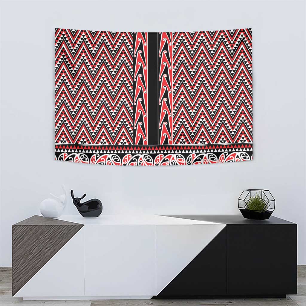 New Zealand Maori Niho Taniwha Tapestry Whero Mangopare and Puhoro Pattern