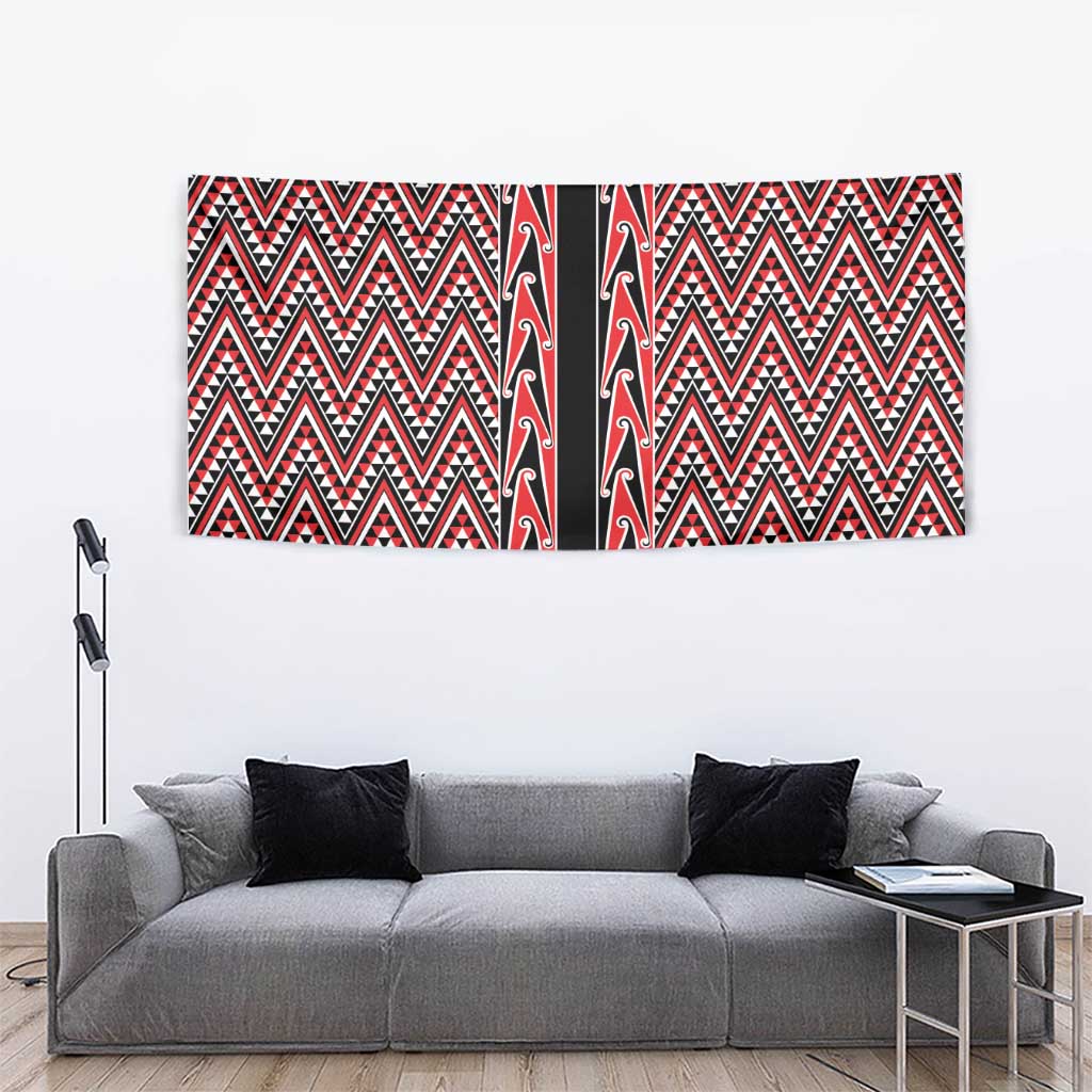 New Zealand Maori Niho Taniwha Tapestry Whero Mangopare and Puhoro Pattern