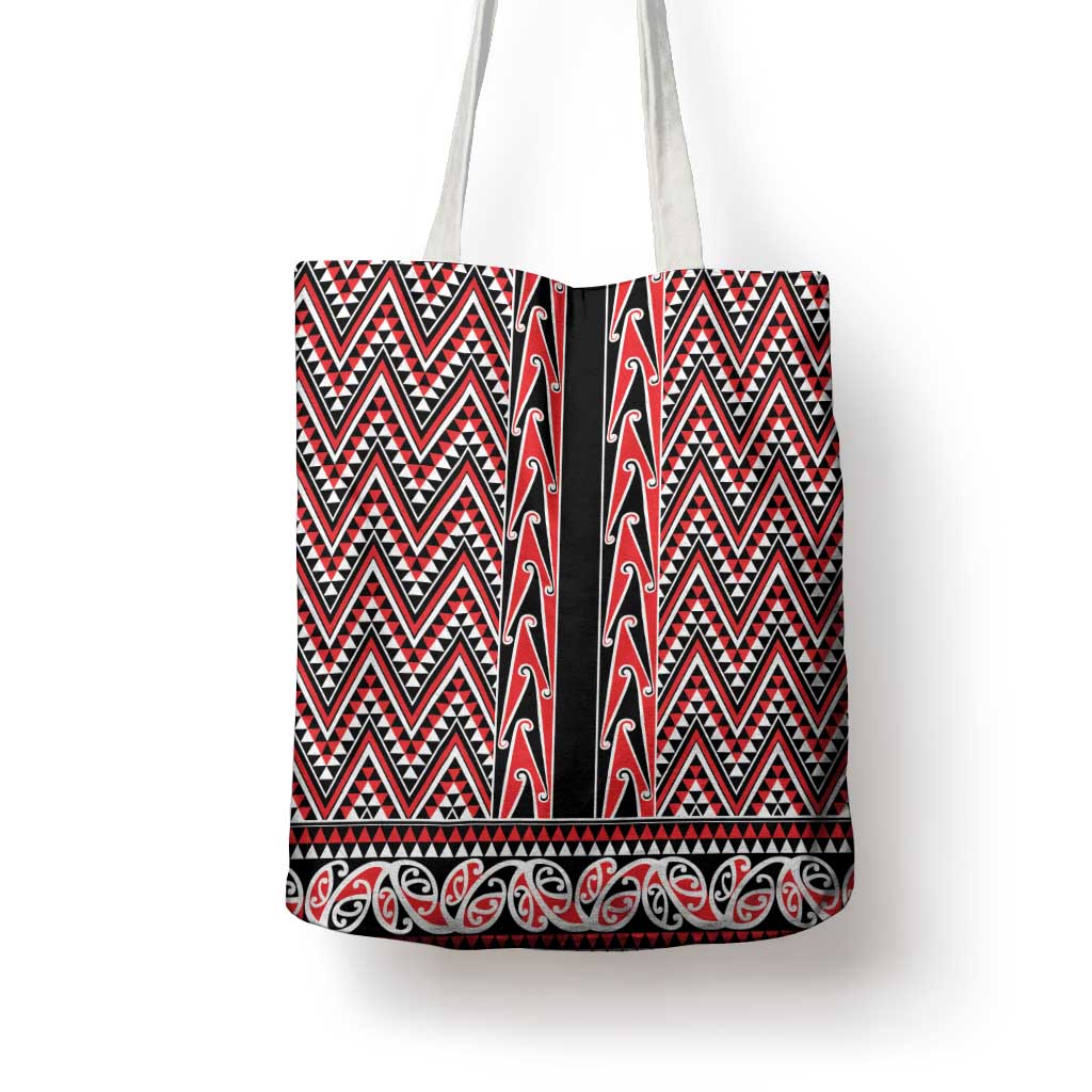 New Zealand Maori Niho Taniwha Tote Bag Whero Mangopare and Puhoro Pattern - Polynesian Pride