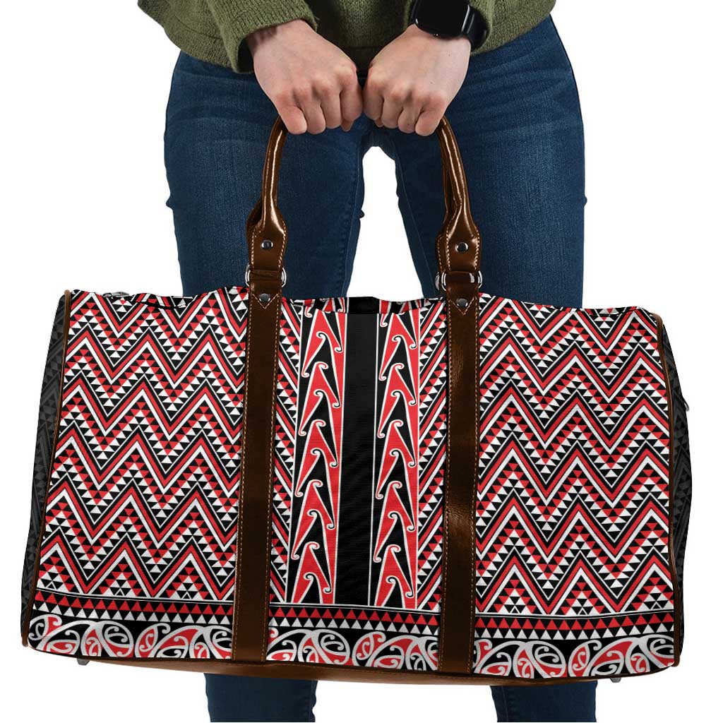 New Zealand Maori Niho Taniwha Travel Bag Whero Mangopare and Puhoro Pattern - Polynesian Pride