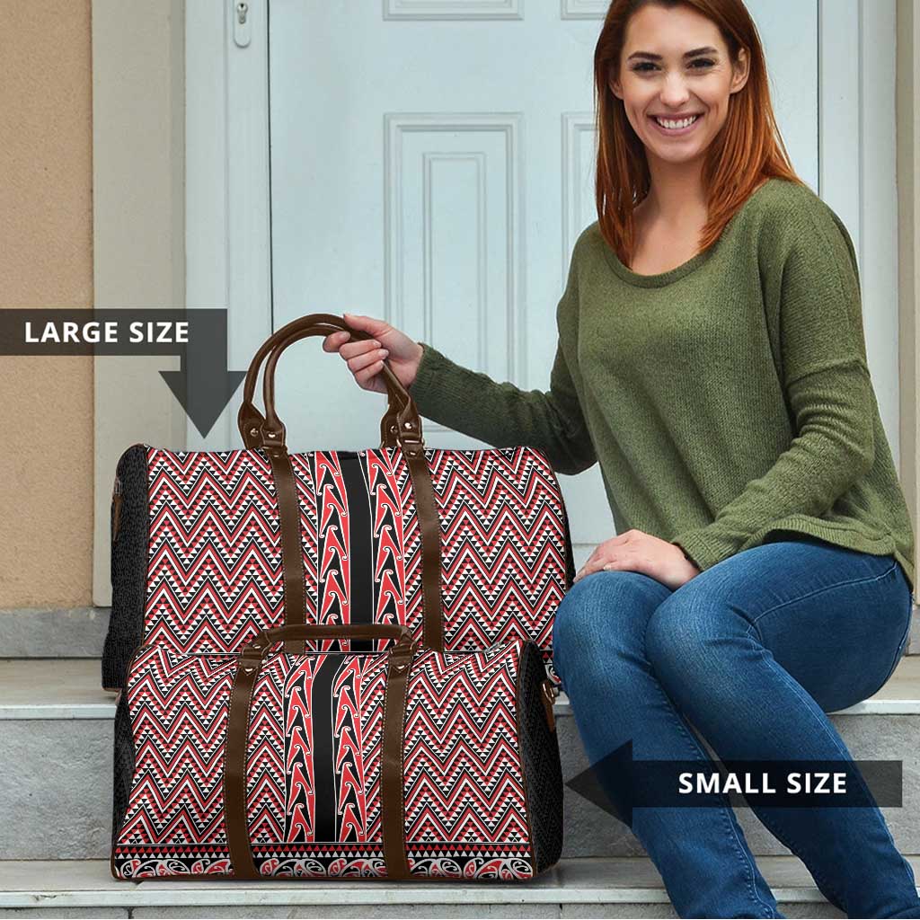 New Zealand Maori Niho Taniwha Travel Bag Whero Mangopare and Puhoro Pattern - Polynesian Pride
