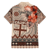 Vintage Bula Fiji Personalised Family Matching Puletasi and Hawaiian Shirt Beige Hibiscus Tapa Pattern LT9 - Polynesian Pride