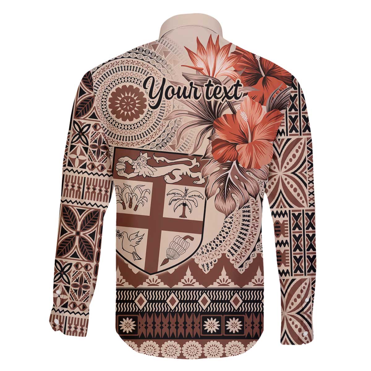 Vintage Bula Fiji Personalised Family Matching Puletasi and Hawaiian Shirt Beige Hibiscus Tapa Pattern LT9 - Polynesian Pride