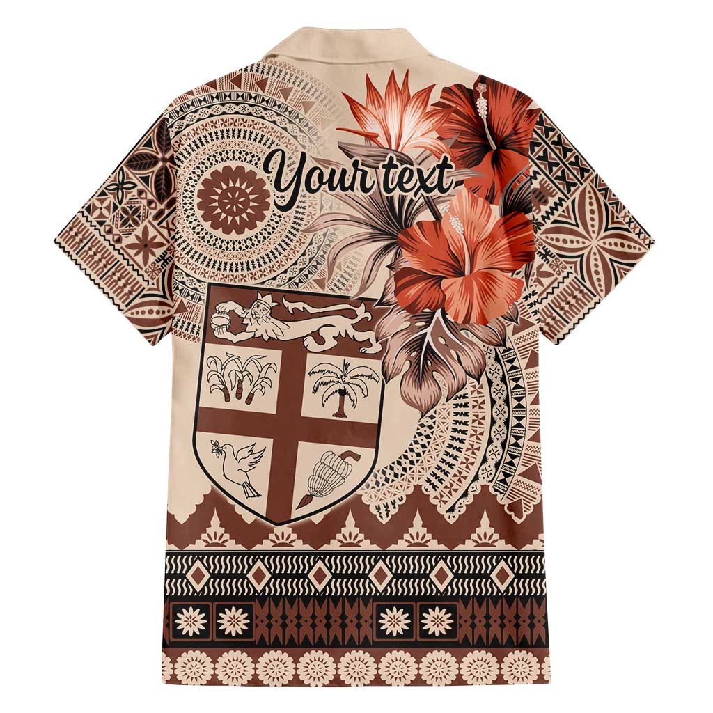 Vintage Bula Fiji Personalised Family Matching Summer Maxi Dress and Hawaiian Shirt Beige Hibiscus Tapa Pattern LT9 - Polynesian Pride
