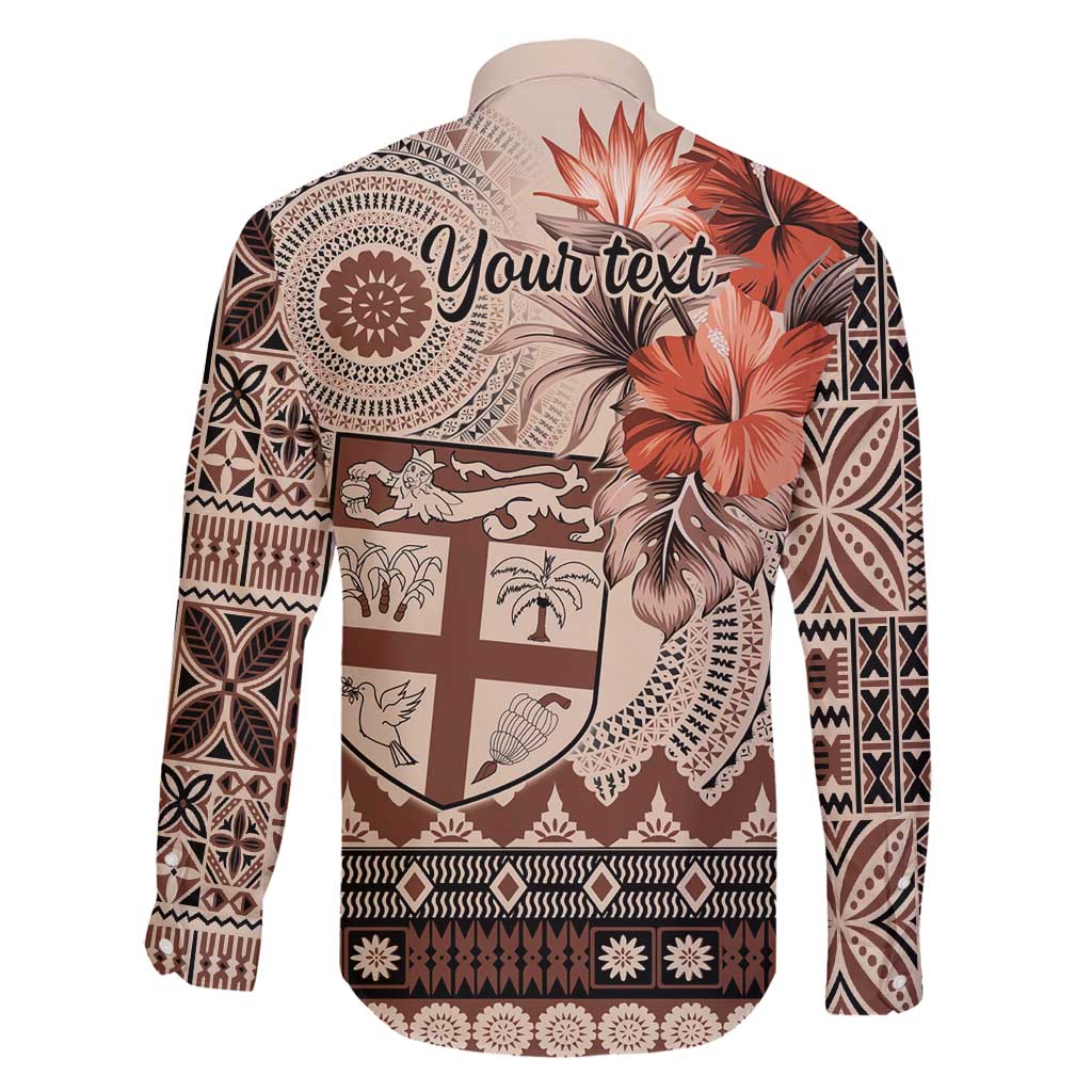 Vintage Bula Fiji Personalised Family Matching Summer Maxi Dress and Hawaiian Shirt Beige Hibiscus Tapa Pattern LT9 - Polynesian Pride
