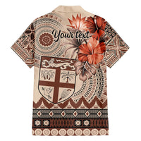 Vintage Bula Fiji Personalised Family Matching Tank Maxi Dress and Hawaiian Shirt Beige Hibiscus Tapa Pattern LT9 - Polynesian Pride