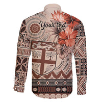 Vintage Bula Fiji Personalised Family Matching Tank Maxi Dress and Hawaiian Shirt Beige Hibiscus Tapa Pattern LT9 - Polynesian Pride