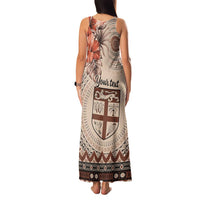 Vintage Bula Fiji Personalised Family Matching Tank Maxi Dress and Hawaiian Shirt Beige Hibiscus Tapa Pattern LT9 - Polynesian Pride
