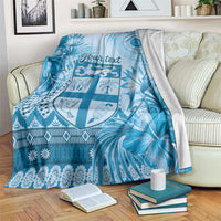 Vintage Bula Fiji Personalised Blanket Blue Hibiscus Tapa Pattern LT9