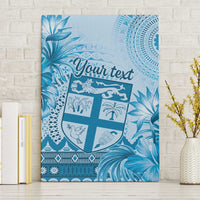 Vintage Bula Fiji Personalised Canvas Wall Art Blue Hibiscus Tapa Pattern LT9 Without Frame Blue - Polynesian Pride