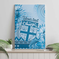 Vintage Bula Fiji Personalised Canvas Wall Art Blue Hibiscus Tapa Pattern LT9 - Polynesian Pride
